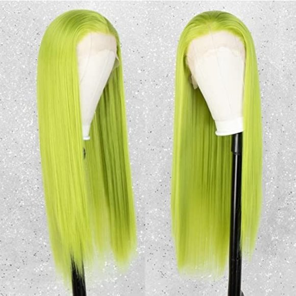 Long Straight Neon Green Lace Front Wig For Women DRAGQUEEN - Picture 6 of 7